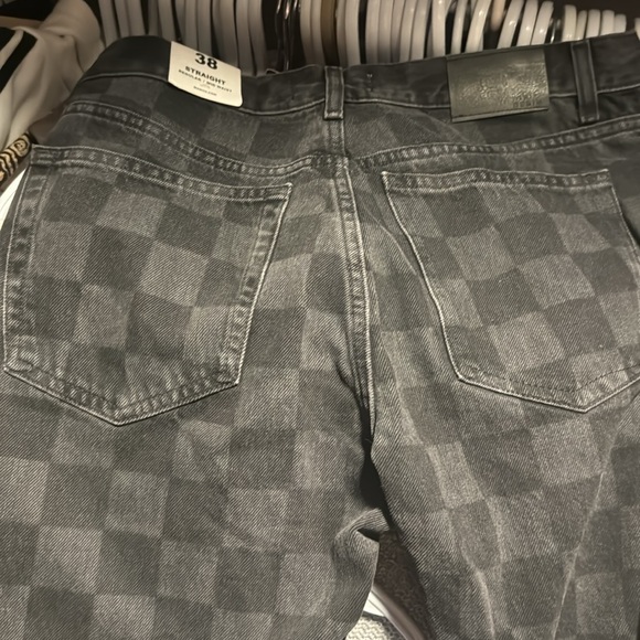 Mango jeans in charcoal black and dark grey checkered print. BNWT - Picture 8 of 11